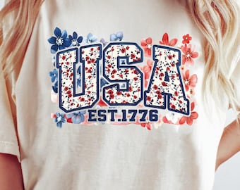 Floral USA Png, Retro America Png, 4th Of July PNG, 4th Of July Sublimation Design, America Coquette Png, Patriotic Png, Girly png