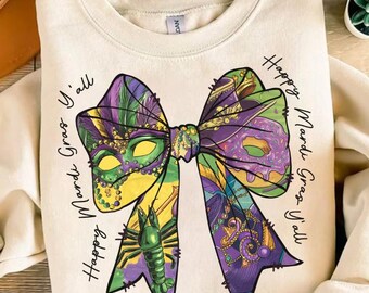 Mardi Gras Coquette Bow Png, Retro Mardi Gras PNG, Fleur De Lis Png, Mardi Gras Coquette Png, King Cake Png, Louisiana Crawfish Png