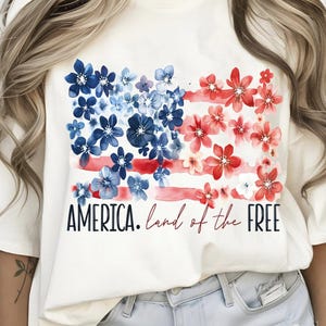 Land of the free png, Floral America Png, 4th of July Png, Flowers America Png,Memorial Day PNG, America Brushstroke Png,USA png,4th of July