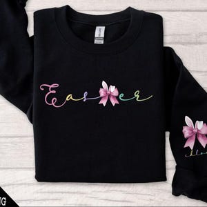 Happy Easter Day Png, Custome Name Easter, Coquette Bow Bunny Ears PNG, Cute Bunny Png, Coquette Easter, Girls Easter Gift, Bunny Ears Png