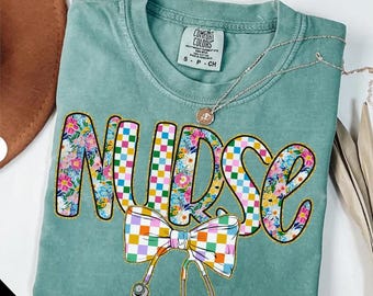 Preppy Nurse Floral Glitter Png, Floral Nurse Coquette, Retro Boho Floral Nurse Png, Nursing PNG, Nursing Life, Nurse Gift Png, Nurse Png