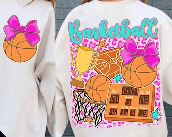 Basketball Preppy PNG, Fun Basketball PNG, Basketball Png, Basketball Coquette Bow Png, Girly Preppy, Basketball glitter Png, Game Day Png