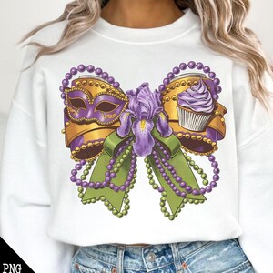 Mardi Gras Coquette Bow Png, Mardi Gras Vibes Png, Mardi Gras, Fat Tuesday Png, Mardi Gras Png, Louisiana, New Orleans Carnival Bow