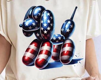 Carino cane palloncino del 4 luglio png, palloncino animale png, 4 luglio png, amante dei cani preppy girly, png patriottico, bandiera americana png, USA png
