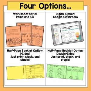 May include: Four different options for a summer practice packet: worksheet style, digital option, half-page booklet option (one-sided), and half-page booklet option (double-sided). The packet includes a summer theme with images of crabs, fish, and a surfer.