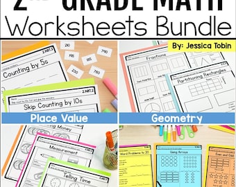 2nd Grade Math Worksheets Bundle: Common Core Review (PDF)