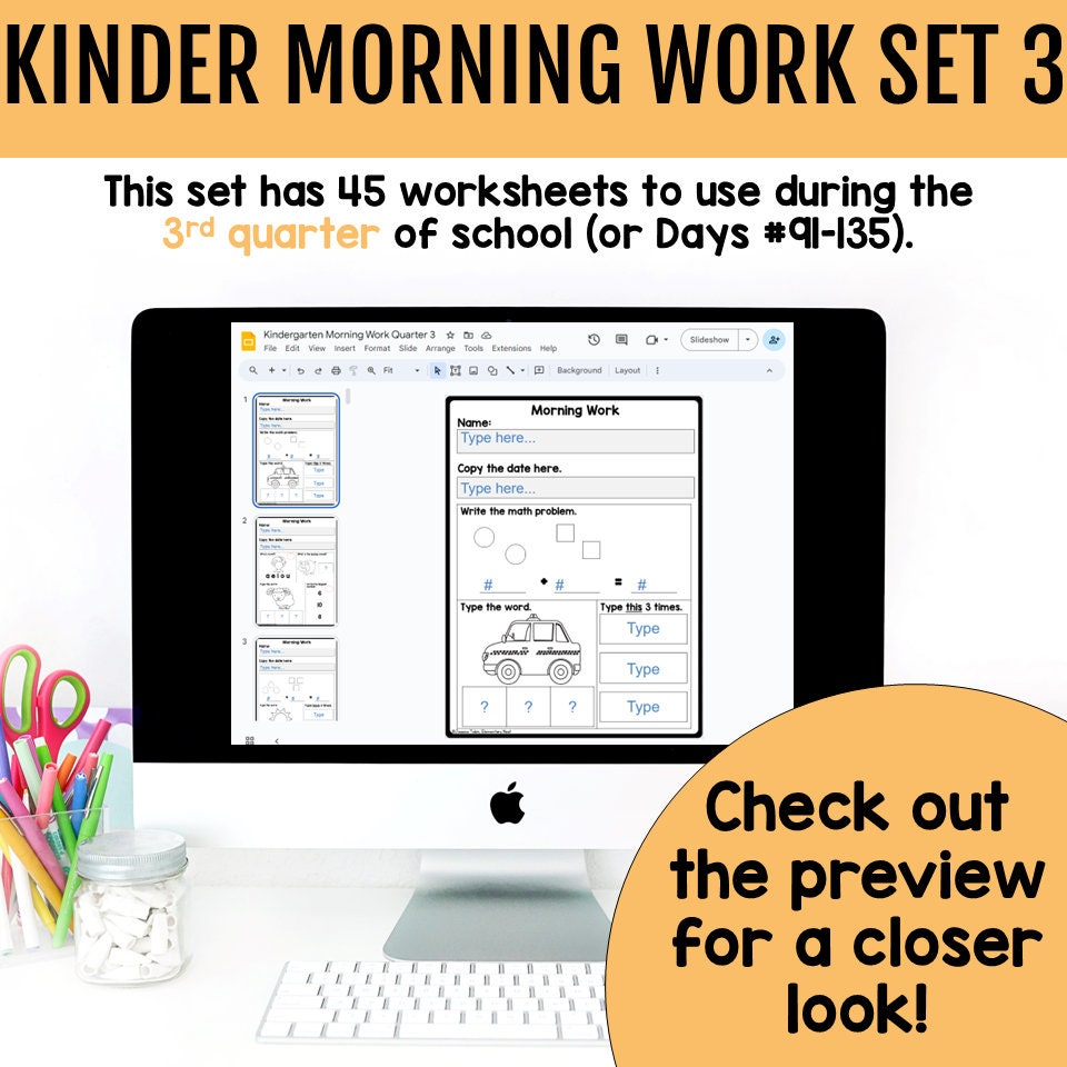 3rd Quarter Kindergarten Morning Work - Math, Grammar, and Reading ...