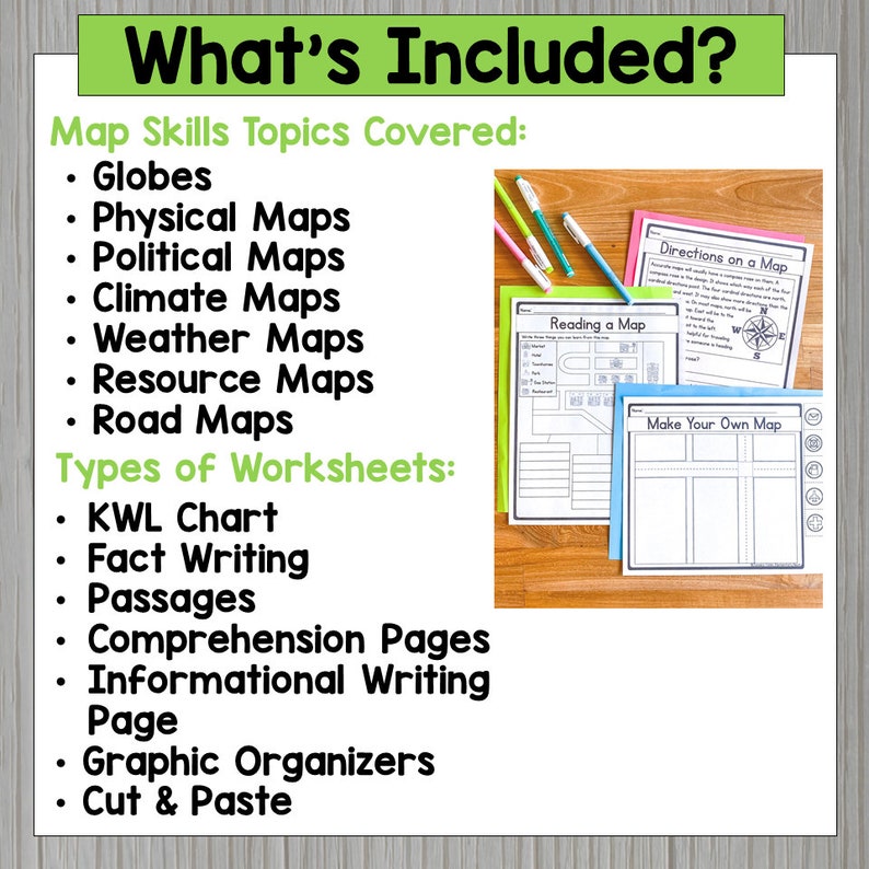 Map Skills Unit: Social Studies Reading Passages & Worksheets (PDF) - Etsy