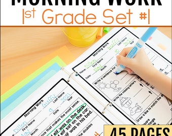 1º trimestre, primeira série, conjunto de trabalho matinal 1, revisão em espiral de matemática e ELA, 1ª série para alunos educados em casa