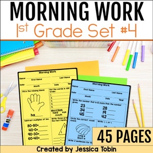 4th Quarter Morning Work 1st Grade - Math, Phonics, ELA Review Worksheets Set 4 April, May, First Grade Fourth Quarter Math and ELA Review