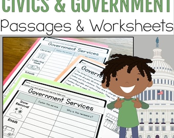 Civics & Government Worksheets: Social Studies Reading Comprehension and Graphic Organizers (PDF)