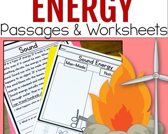 Energy Unit Worksheets: Heat, Light, Sound, & Renewable Resources Science Reading Passages (PDF)