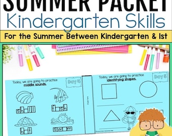 Kindergarten Summer Packet Worksheets - Summer Review & Reading Challenge for Homeschool Student Resources