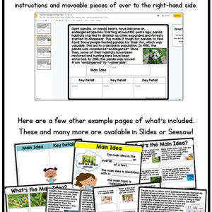 Digital Main Idea and Key Details Graphic Organizer 4th 3rd Grade Main ...