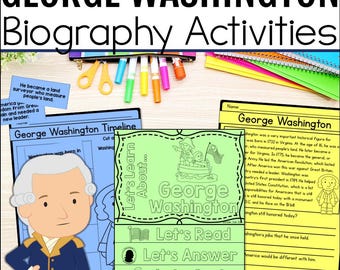 George Washington Biography Graphic Organizer, Presidents Day Activities & Craft Reading Flip Book