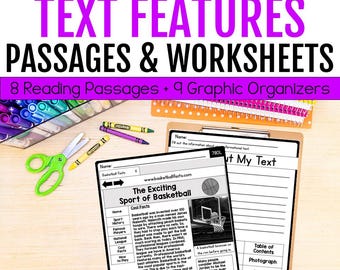 3rd Grade Reading Comprehension Passages: Nonfiction Text Features (PDF Download