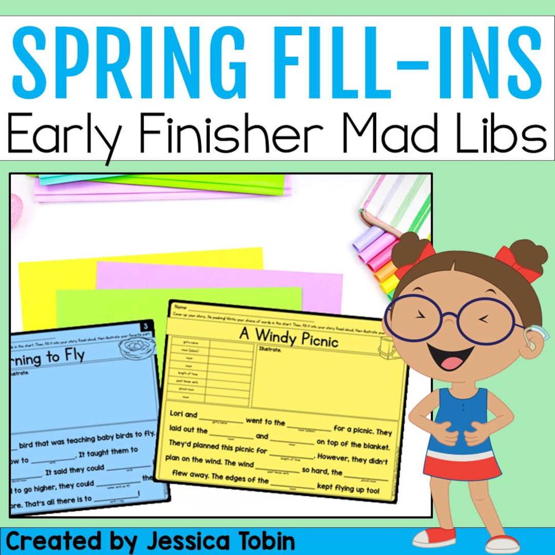 Spring Mad Libs Early Finisher Worksheet, Spring Parts of Speech Fill ...
