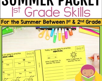 First Grade Summer Review Packet: Fun Activity Worksheets (PDF)