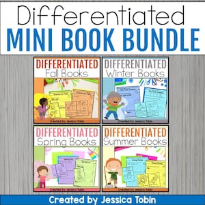 Könnte beinhalten: Ein Set aus vier differenzierten Mini-Buch-Paketen für jede Jahreszeit: Herbst, Winter, Frühling und Sommer. Jedes Paket enthält farbenfrohe Illustrationen und Schreibaufforderungen.