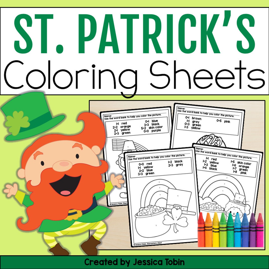 St. Patrick's Day Coloring Pages - Color by Number and Color by Sight ...