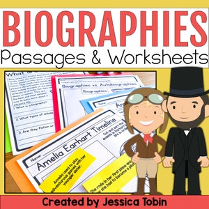 Biography Unit, Graphic Organizer, Reading Passages, Plus 16 Influential People, Autobiographies, Timelines, Social Studies for Homeschool