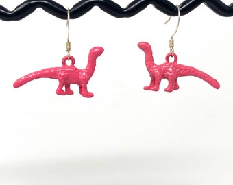 Bright Hot Pink Dinosaur Earrings