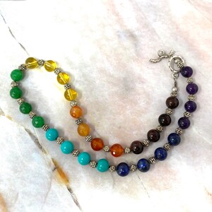 Collier chakra perlé de 20 avec pierres précieuses authentiques Rainbow Pride LGBTQ image 7