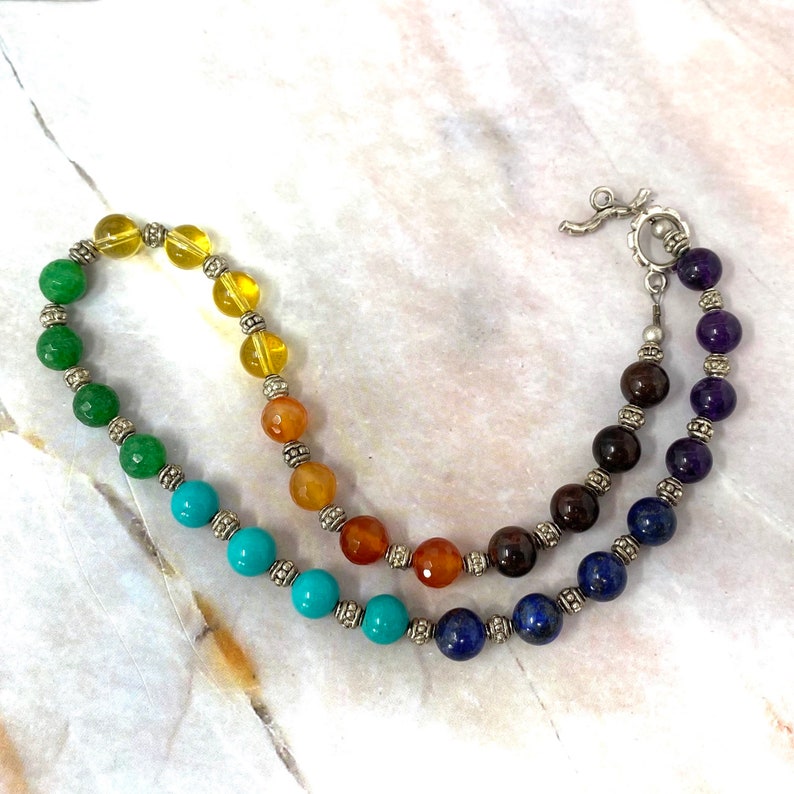 Collier chakra perlé de 20 avec pierres précieuses authentiques Rainbow Pride LGBTQ image 7