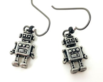 Metal Robot Earrings