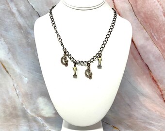 GIGI Necklace in Antique Silver Letters With Antique Bronze - Etsy