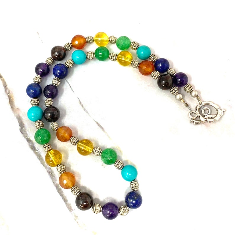 Collier chakra perlé de 20 avec pierres précieuses authentiques Rainbow Pride LGBTQ image 5