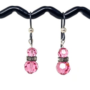 Swarovski Rhinestone Drop Dangly Pendientes en rosa claro imagen 2