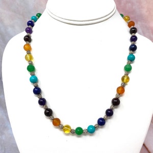 Collier chakra perlé de 20 avec pierres précieuses authentiques Rainbow Pride LGBTQ 1 - Alternating
