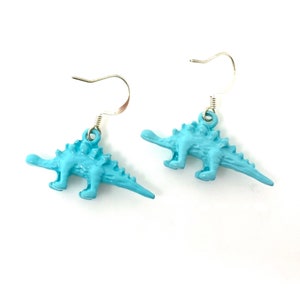 Aqua Blue Dinosaur Stegosaurus Earrings image 1
