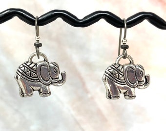 Elephant Earrings in Silver