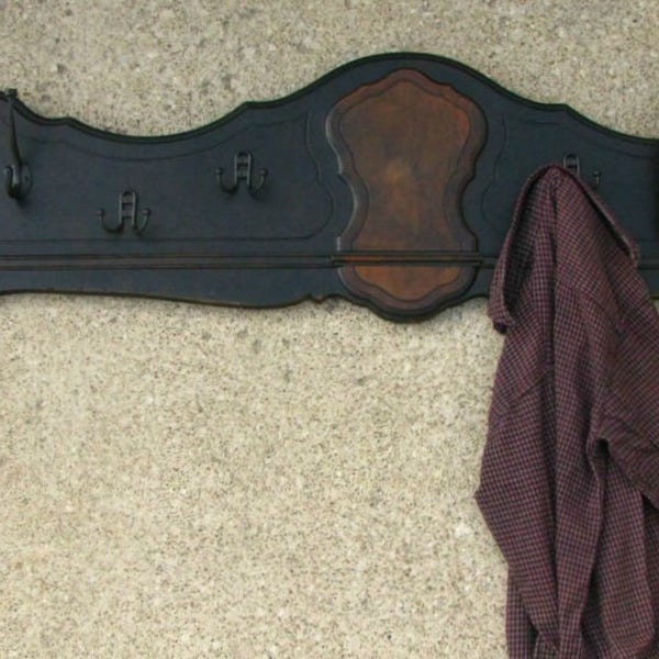 RESERVED Vintage Coat Rack | Towel Rack | Wall Mount | Repurposed Antique Footboard | Upcycled | One of A Kind Coat Rack | Farmhouse Decor