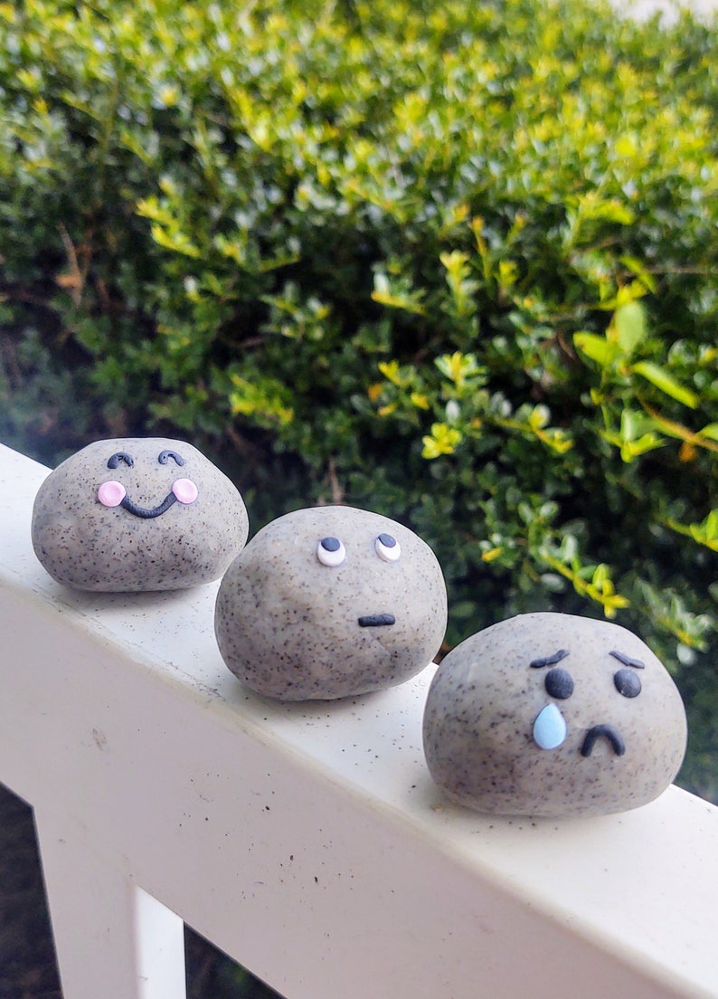 Pet Mood Rock, Rock Face Emoji Art, Pocket Pet Rock, Birthday Gift for ...