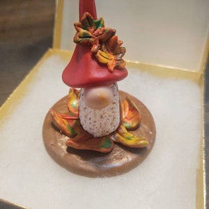 Autumn Polymer Clay Thimble Gnome