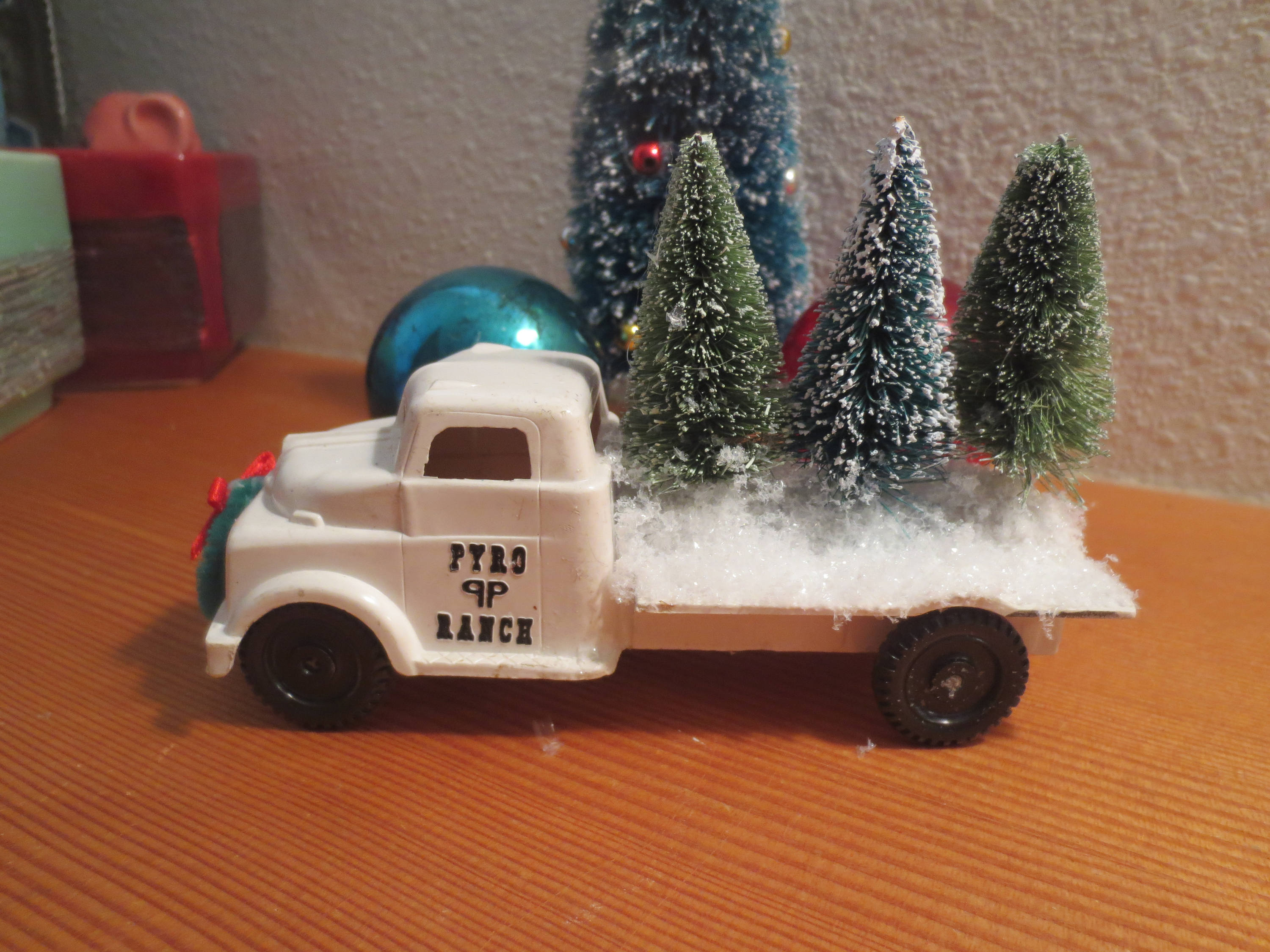 toy truck with christmas tree