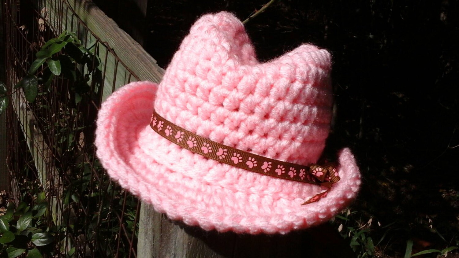 Crochet Cowboy Hat Girls 36 Month Pink with Pretty Heart Etsy