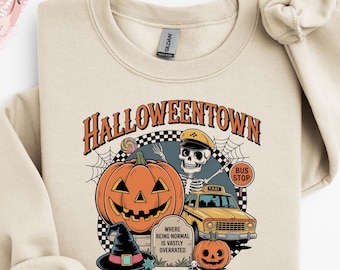 Chemise Halloween Town Est 1998, chemise visage citrouille Halloweentown, sweat-shirt Halloween drôle, cadeau Halloween, chemise Halloween Town University
