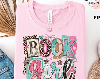 Camiseta de chica lectora, camiseta para ratona de biblioteca, camiseta divertida para amantes de los libros, regalo adorable para lectoras, camiseta colorida de leopardo para libros
