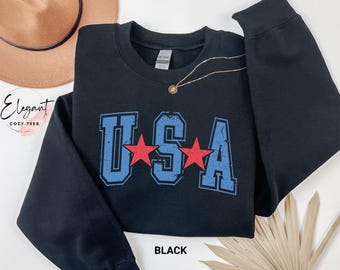 Retro USA Graphic Sweatshirt, Patriotic Tee Shirt, Christmas Gift