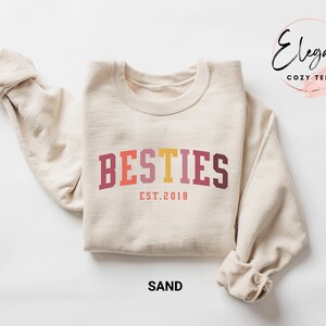 Personalized Besties Sweatshirt, Best Friends Crewneck, Girls Weekend Trip Matching Sweaters, Best Friend Birthday Gift, Best Friends Shirt image 2