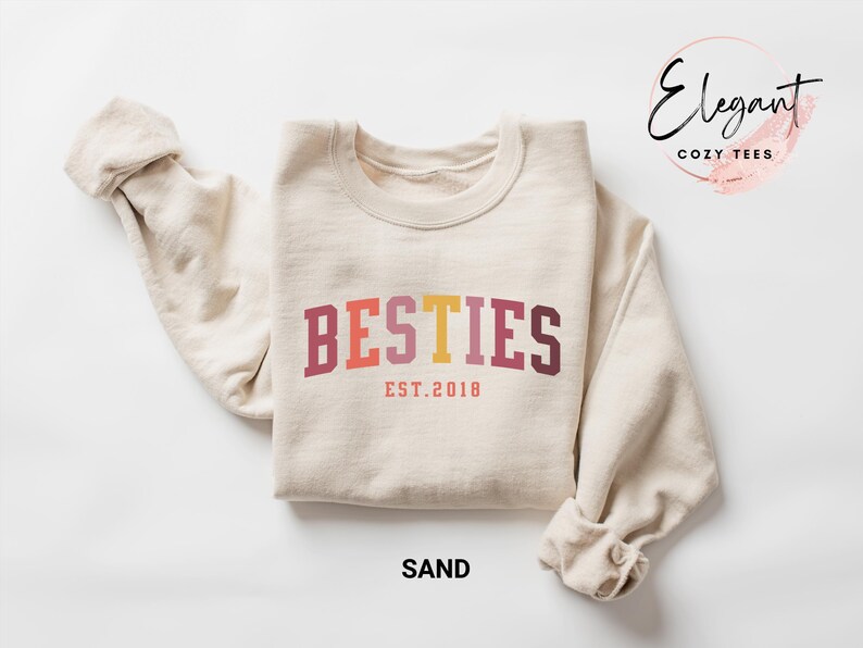Personalized Besties Sweatshirt, Best Friends Crewneck, Girls Weekend Trip Matching Sweaters, Best Friend Birthday Gift, Best Friends Shirt image 2