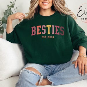 Personalized Besties Sweatshirt, Best Friends Crewneck, Girls Weekend Trip Matching Sweaters, Best Friend Birthday Gift, Best Friends Shirt image 7