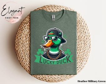 Funny Lucky Duck St.Patrick Day Shirt, Trendy Men Womens Irish Tee Shirt, Cute Shamrocks T-Shirt, Funny Lucky Duck Paddys Day T-Shirt