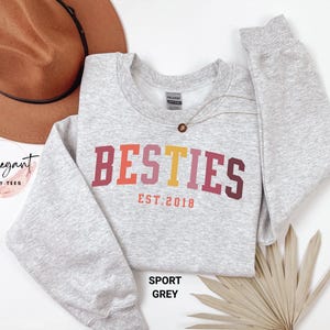 Personalized Besties Sweatshirt, Best Friends Crewneck, Girls Weekend Trip Matching Sweaters, Best Friend Birthday Gift, Best Friends Shirt image 4