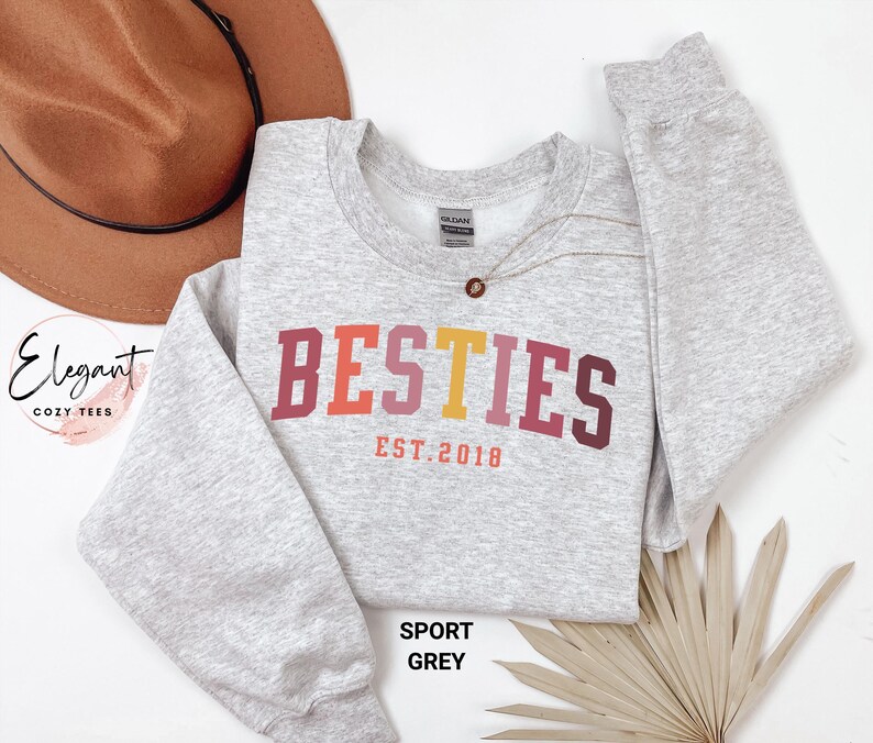Personalized Besties Sweatshirt, Best Friends Crewneck, Girls Weekend Trip Matching Sweaters, Best Friend Birthday Gift, Best Friends Shirt image 4