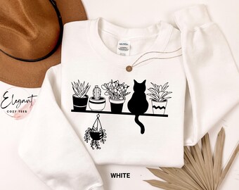 Cats And Plants Mom Sweatshirt, Plants Lover Shirt, Gardening Gifts For Women, Plant Cat Mom Shirt, Plants Lover Gift, Gardener Sweatshirt